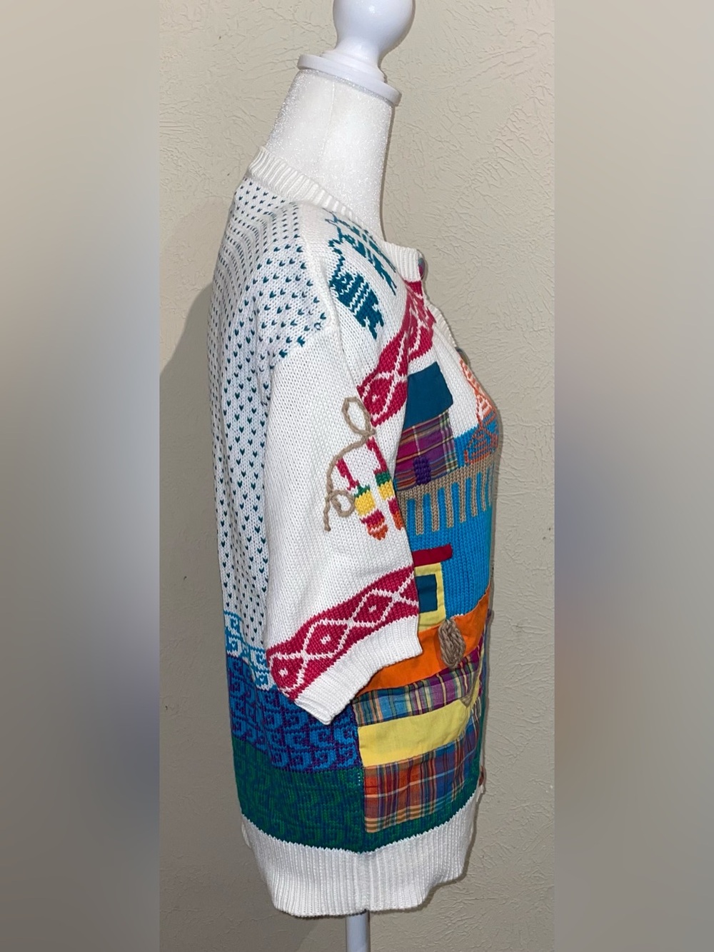 Susan Bristol Women Size S Vintage 1991 Nautical House Cardigan Sweater Hand Art - Picture 7 of 11